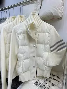 Носите небольшой короткий пуховик для женщин осенью и зимой, новое вязаное пальто с плетеным дизайном S recommends within 57.5kg
