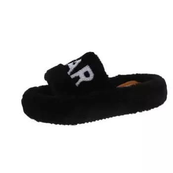 Носите одни педальные вышитые шерстяные тапочки осень новая женская обувь ретро мода шерстяная обувь 35