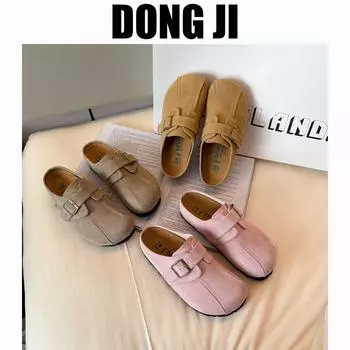 Носите педаль толстой подошвы тапочки для женщин, Chunqiu Boken ретро новые полутапочки для женщин, мягкая кожа 2025 сумка голова ленивый 35 хаки