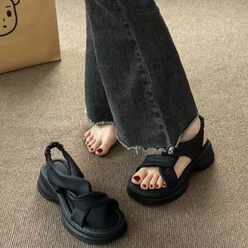 Носите пляж с прохладной повседневной обувью Muffin 2024 новые туфли женские летние римские туфли на платформе юбка чувство 35 зелёный