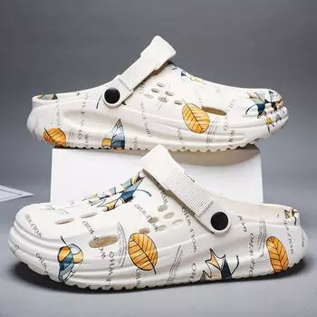 Носите противоскользящие и износостойкие сандалии с отверстиями для летней одежды, спортивные и фекальные пляжные сандалии на толстой подошве. 38 бежевый