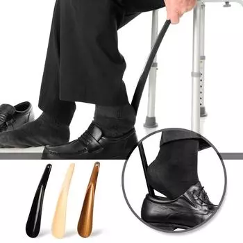 Носите рожок для обуви Помощник для подъема обуви Рожок для обуви с ленивой ручкой Легкая обувь для надевания и снятия обуви One Size бежевый