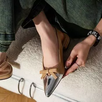 Носите сандалии Toe снаружи, женские летние новые феи в стиле, небольшой аромат, туфли Мэри Джейн с бантом и квадратным каблуком 35 бежевый