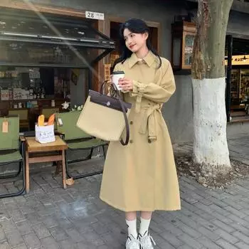 Носите тренчкот для женщин весной и осенью. Новое повседневное универсальное пальто. S