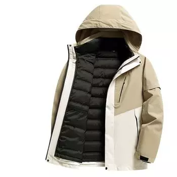 Носите три вида одежды осенью и зимой, новая теплая и утолщенная молодежная куртка с утиным пухом национального стандарта, защищающая от холода 170 розовый