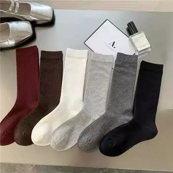 Носки Ankola Red Socks в полоску, модные, мягкие и универсальные, женские носки средней длины One Size темно-серого