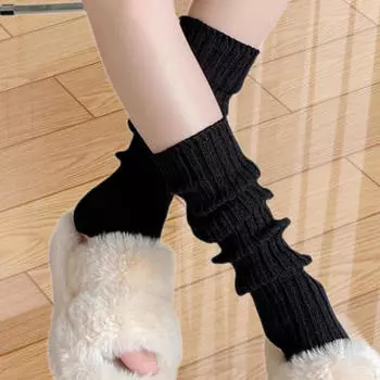 Носки без стопы для женщин, длинные гетры для осенних и зимних мероприятий чёрный