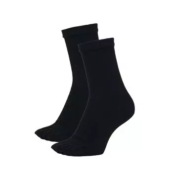 Носки длиной до щиколотки 2, жесткие или с сильным запахом, черные [Fukusuke] [FUKURASHI] в форме таби (свободная длина), пары, простые, затягивающиеся, скользящие, антибактериальные, чёрный