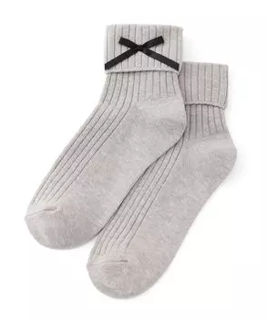 Носки длиной до щиколотки с серым меланжевым оттенком [Honeys] Женские носки, Стильные, Милые, Лента, Весна, Лето, Осень, Зима, Лента, 202124729297,