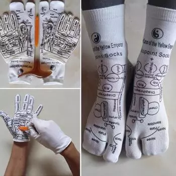 Носки для акупунктуры с инструментами для массажа ног, носки, перчатки, набор унисекс, рефлексотерапия, акупунктурный набор для самотерапии, повышение здоровья Mens