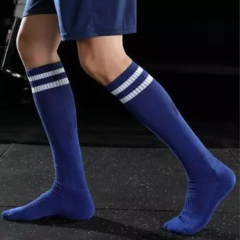 Носки для бега и гольфа, гольфы, спортивные носки, корейские футбольные чулки, мужские футбольные носки синий/белый
