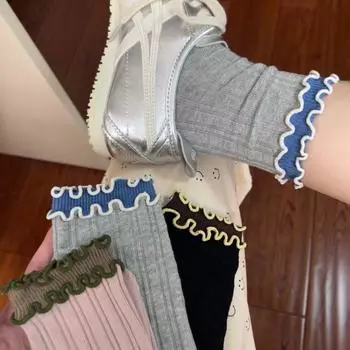 Носки для детей средней длины, модные женские носки, черные, с кружевным ворсом и грибковым краем, носки средней длины, дышащие розовый