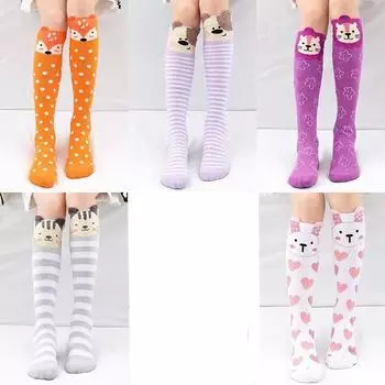 Носки для девочек 3-12 лет Хлопковые гольфы Милые длинные детские гольфы для танцев для девочек Малышей Малышей one size фиолетовый