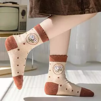 Носки для девочек 5 пар Детские носки Хлопковые носки Цветочные детские носки L