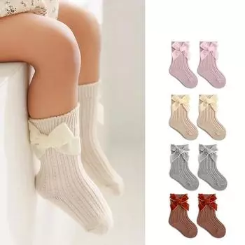 Носки для девочек Chic Simplicity Prnicess Kids, милые модные элегантные носки с бантом для девочек, осенне-весенние мягкие хлопковые носки S