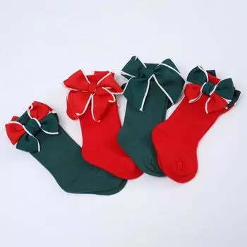 Носки для девочек, детские носки с бантом, мягкие хлопковые детские носки 0-3 года M