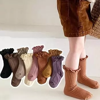 Носки для девочек с оборками, хлопковые детские носки, милые короткие носки с оборками, дышащие носки для девочек в полоску для танцев S розовый