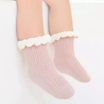 Носки для девочек в кружевном стиле принцессы, детские носки средней длины, носки без косточек с широким горлом, не сдавливающие ноги для девочек S коричневый