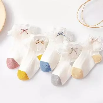 Носки для девочек, весенне-осенние кружевные носки до щиколотки с оборками, хлопковые детские теплые носки с оборками, детские кружевные носки принцессы с бантом для танцев, От 1 до 12 лет 6-12T серый