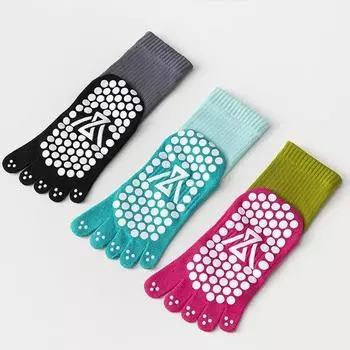 Носки для йоги Five Toes, профессиональные силиконовые противоскользящие носки для пилатеса, женские хлопковые дышащие носки для пола, спортзала, фитнеса, танцев, спорта EUR 35-38 светло-синий