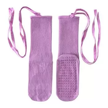 Носки для йоги и пилатеса с нескользящими подошвами для женщин, вязаные гольфы до щиколотки с завязками, носки-гольфы на шнуровке для барре, балета, танцев