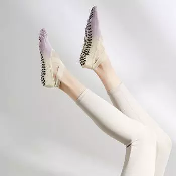 Носки для йоги Нескользящие Профессиональные Женские Летние Тонкие Дышащие Носки с пальцами Профессиональные Носки для пилатеса Спортивные Фитнес-носки С открытыми пальцами Accessible Luxury White Purple [free size 35-40]]