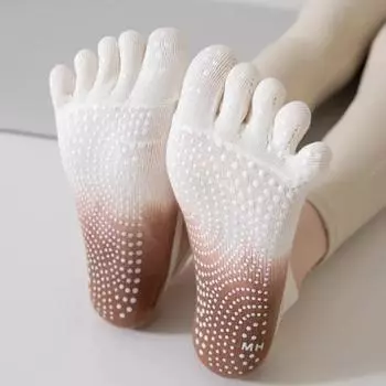 Носки для йоги с пятью пальцами, дышащие, с открытой спиной, бандажные, балетные, пилатесные, женские, профессиональные, силиконовые, нескользящие, танцевальные, спортивные носки чёрный