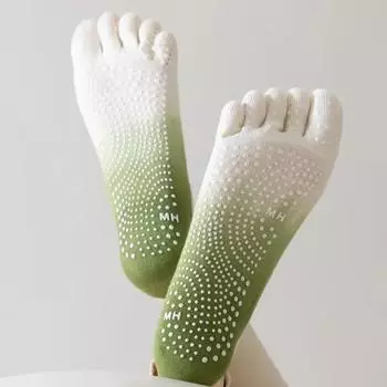 Носки для йоги с пятью пальцами, дышащие, с открытой спиной, бандажные, балетные, пилатесные, женские, профессиональные, силиконовые, нескользящие, танцевальные, спортивные носки чёрный