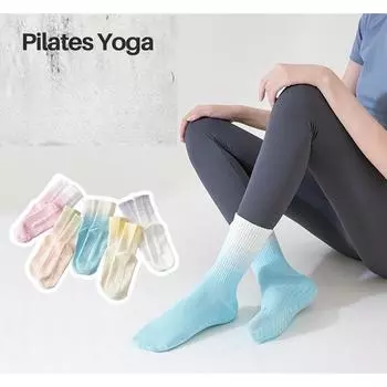 Носки для йоги средней длины из чесаного хлопка, противоскользящие силиконовые носки для фитнеса, пилатеса, женских носков для фитнеса и аэробики One size fits all розовый