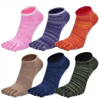 Носки для йоги, женские и мужские, универсальные, хлопковые, для занятий спортом в помещении, для танцев, профессиональные, силиконовые, противоскользящие, для пилатеса, с пятью пальцами