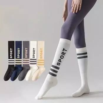 Носки для йоги, женские профессиональные силиконовые противоскользящие гольфы, повседневные полосатые гольфы в помещении, тренажерный зал, пилатес, танцы, спортивные носки One size
