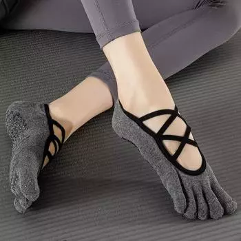 Носки для йоги женские с открытой спиной дышащие бандажные носки для танцев в помещении спортивные носки силиконовые противоскользящие носки с пятью пальцами для балета и пилатеса