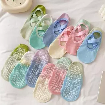 Носки для йоги, женские силиконовые градиентные нескользящие носки для пилатеса, носки без показа EUR 35-40 розовый