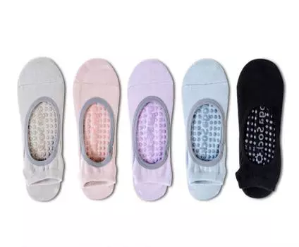 Носки для йоги, женские силиконовые носки с открытой спиной, противоскользящие, для пилатеса, носки для фитнеса и танцев, детские носки-лодочки, летние носки One size fits all чёрный