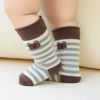 Носки для мальчиков и девочек с рисунком Носки без пятки Носки из чесаного хлопка Спортивные носки с полосатым узором Весна Осень S красный