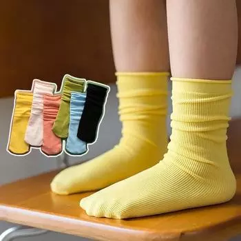 Носки для мальчиков и девочек в средней части, носки-трубы, детские носки жёлтый