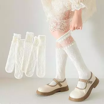 Носки для маленьких девочек, чулки для новорожденных, белые носки, детские японские чулки, кружевные летние аксессуары для улицы для девочек one size