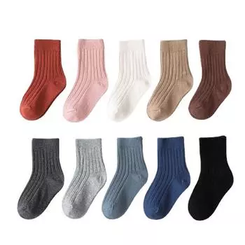 Носки для маленьких девочек и мальчиков, хлопковые детские зимние одежды, аксессуары, однотонные полосатые детские носки из чесаного хлопка на осень XL светло-серый