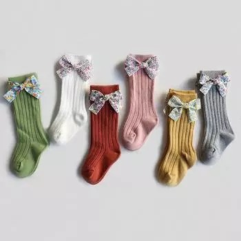 Носки для малышей, детские носки с цветочным бантом для девочек, милые носки для девочек 3-5Years