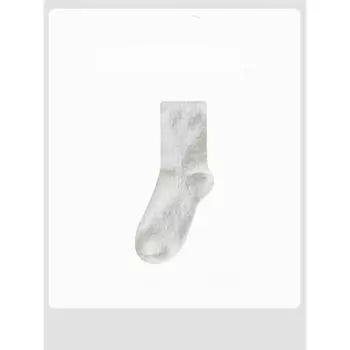 Носки для осени и зимы с добавлением бархата и толстого напольного покрытия. Носки для сна в черном и белом цвете. Универсальные носки средней длины. 1pair белый