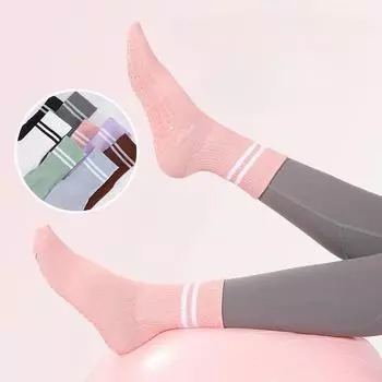 Носки для пилатеса с захватами для женщин Носки для йоги Носки Нескользящие носки 4 пары one size розовый