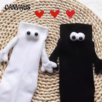 Носки для рук, женские носки до середины икры, хлопковые необычные индивидуальные трехмерные носки, носки для пар, магнитные носки big eyes белый