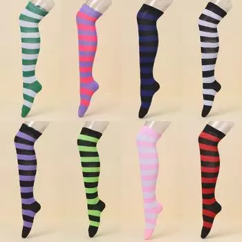 Носки для теленка Японские чулки в полоску, подходящие по цвету, компрессионные носки Косплей Гольфы до колена One Size
