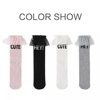 Носки до колена для маленьких девочек, хлопковые носки для малышей, униформа, чулки, сетчатые носки с рюшами для младенцев