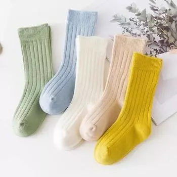 Носки до колена для маленьких младенцев, девочек и мальчиков, гетры, осенне-зимние хлопковые однотонные вязаные носки для маленьких мальчиков и девочек, От 0 до 3 лет S хаки