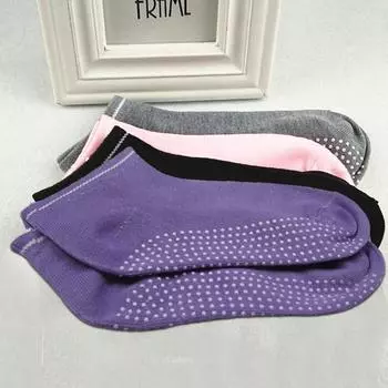 Носки до щиколотки эластичные 3D ПВХ частицы хлопковые носки для йоги с пальцами ног для дома фиолетовый