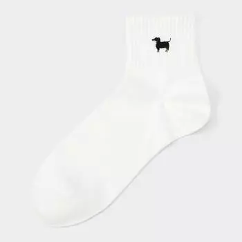Носки до щиколотки GU by Uniqlo с вышивкой 01 OFF WHITE/2729 cm