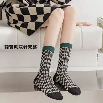 Носки Double Needle Double Road женские носки легкие роскошные брендовые дизайнерские модные ретро универсальные хлопковые носки Zhuji average size