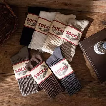 Носки Dui Dui Khaki Japanese Thick Line Mid-Tube — унисекс в стиле ретро для осени и зимы One Size белый