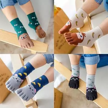 Носки Five Fingers Sock для детей, мягкие, популярные, новые, для мальчиков и девочек, с рисунком животных из мультфильмов, 1 пара, хлопковые носки, милые украшения, аксессуары 7